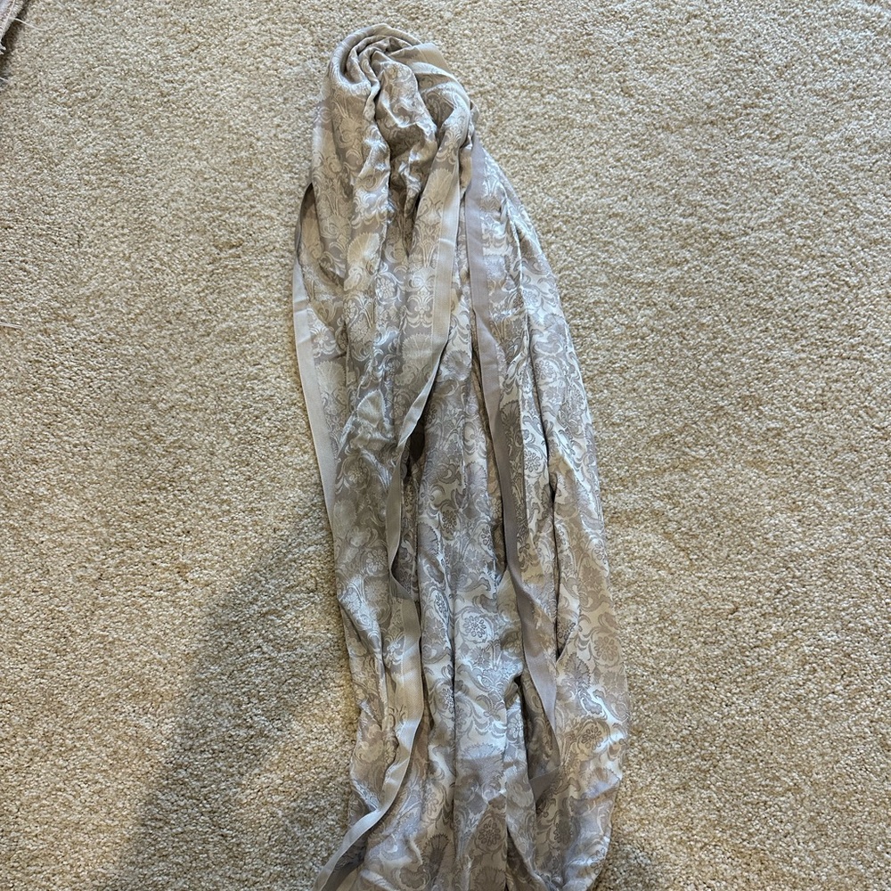Elegant Beige Floral Scarf